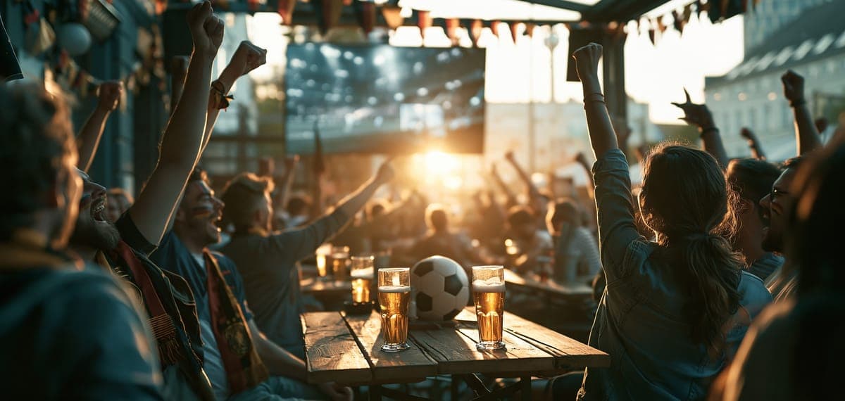Public Viewing im Clubhaus 1920: Übertragung der Deutschland- und Spanien-Spiele auf großer Leinwand, draußen und drinnen.
